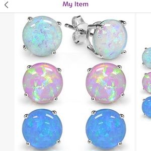 Multicolored opal sterling silver trio earring set